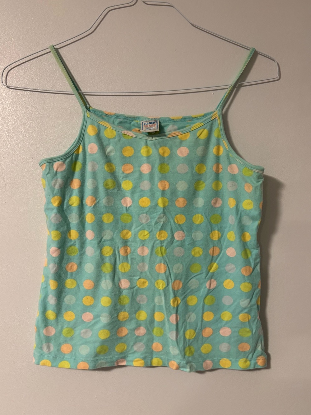 Old Navy Brand Vintage Mint Green Cami Pastel Polkadot Camisole Youth Size XL